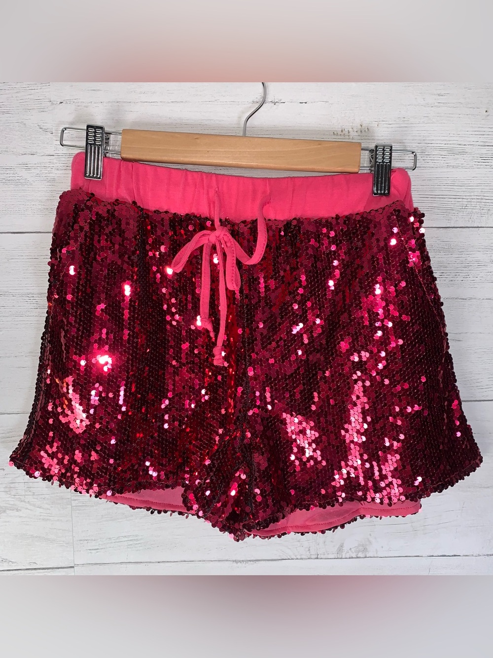 Jess Lea Pink Sequin Shorts women's size small